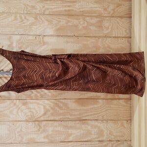 B.i.y.a.y.c.d.a Brown Print Sleeveless Tie Front Midi Dress Size M